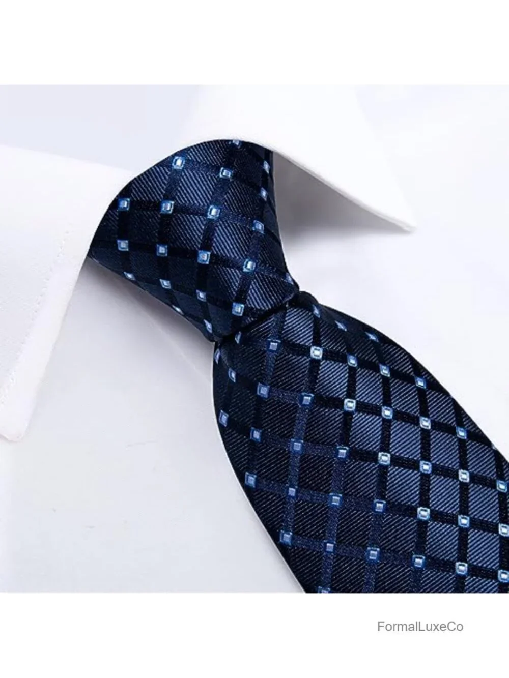 Silk Necktie Set with Pocket Square Cufflinks Tie Clip Gift Box Wedding
